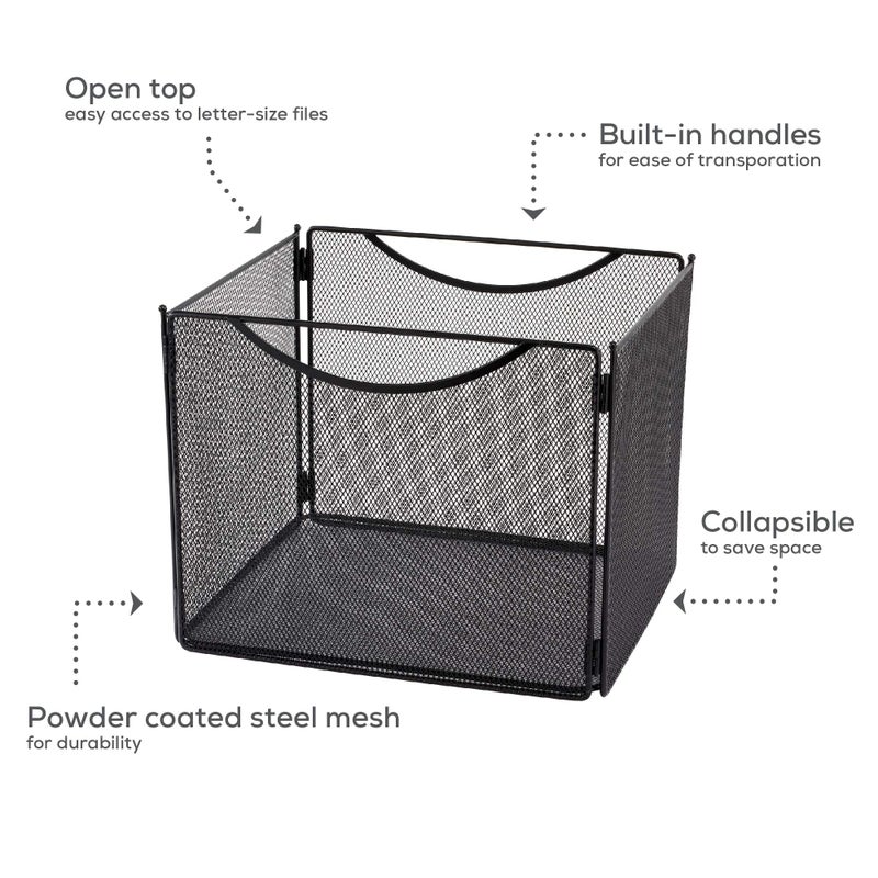 Safco Onyx Mesh Letter-Size File Cube 2170BL Black, Black Powder Coat Finish, Durable Steel Mesh Construction - Image 4